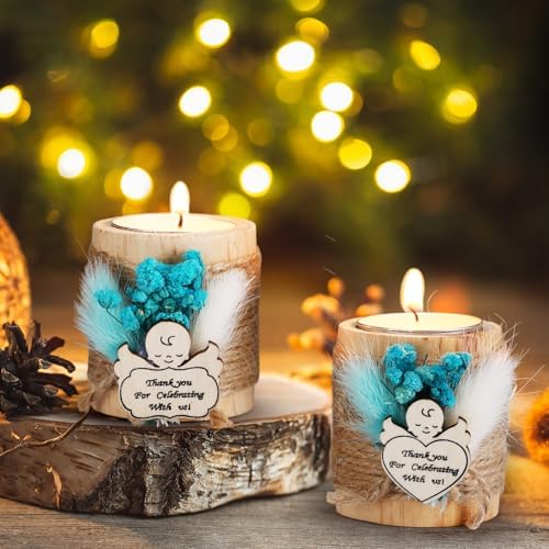 Mtlee 20 Sets Baptism Candle Favors for Guests, Blue, Baby - Image 3
