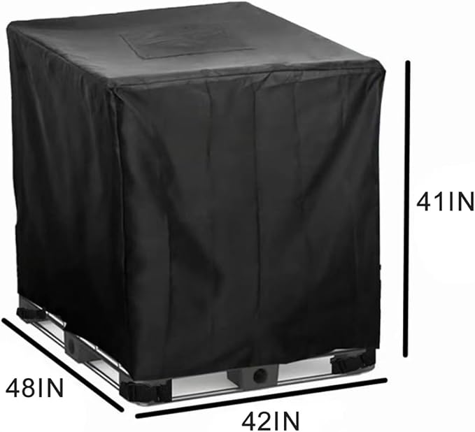 IBC Tote Cover 250 Gallon, Heavy Duty Waterproof IBC Tote Lid, Rain Barrel Cover, Water Tank Cover, Water Tote Cover, IBC Cover(Black,300 Gallon)