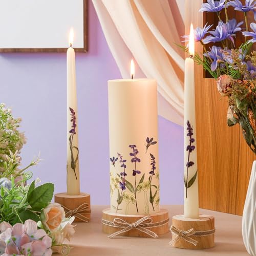 Irenare Unity Candles for Wedding Ceremony with Holder,Flower - Image 2