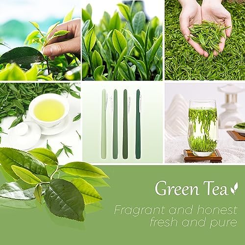 Green Tea Scented Taper Candle 10 Inch Long Gradient Green Handmade Clean Burning 4 Pack Smokeless Tapered Candle for Christmas Wedding Forest Theme Rustic Office Spa Relaxation Home Decor - Image 3