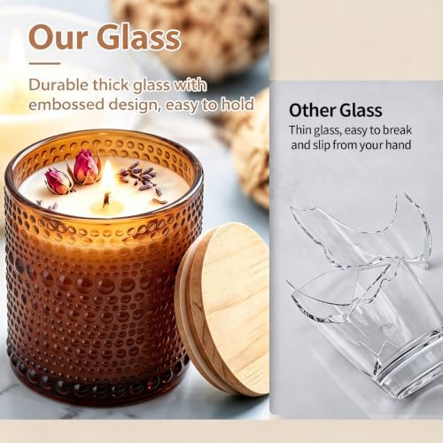 DARJEN 12 Pcs 8oz Glass Candle Jars with Lids, Candle Tins-Amber - Image 4