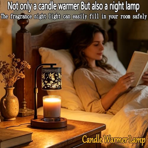 Candle Warmer Lamp,Candle Warmer,Candle lamp,Gifts for mom, Valentines Day Gifts,Candle Holders for Home Decor,Wooden Base，with 2 Bulbs(Black Butterfly)… - Image 5