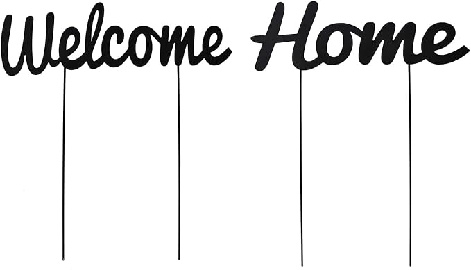 Metal Letter Welcome Yard Sign with Stake Outdoor Decorations Garden Lawn Front Porch Outside Letter Yard Sign Garden Stake Decor (Welcome Home)