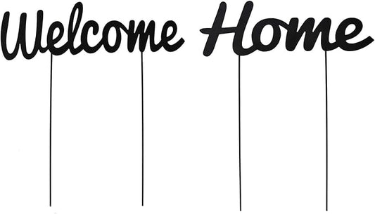 Metal Letter Welcome Yard Sign with Stake Outdoor Decorations Garden Lawn Front Porch Outside Letter Yard Sign Garden Stake Decor (Welcome Home)