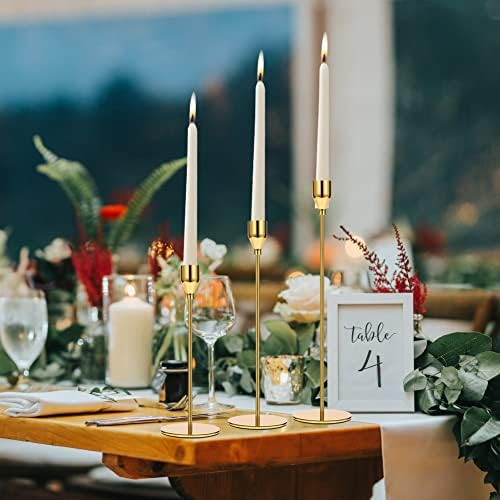Set of 6 Gold Candlestick Holders Taper Candle Holders Candle Holders Decorative Candlestick Holder for Home Decor, Wedding, Dinning, Party, Anniversary (Bright Gold) - Image 4