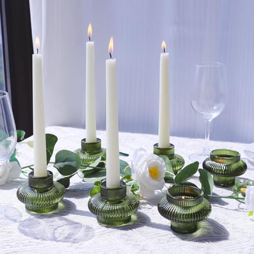 VOHO 12pcs Green Candlestick Holders for Spring and Christmas Decorations - Image 6