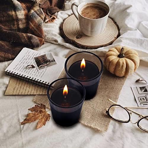 20 Packs Black Votive Candles with Clear Glass Holder, 1.8 Oz Unscented Soy Wax Candle for Home Decoration, Candle Gifts for Christmas Thanksgiving Halloween, 20 Pack of 1.8oz - Image 2