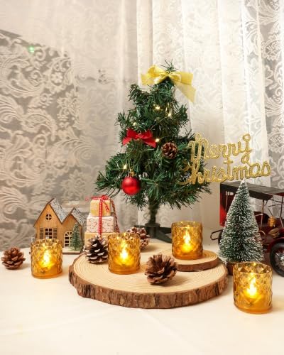 Homemory 2" Gold Acrylic Votive Candle & Holders with Auto Timer, 12 Pack - Image 5