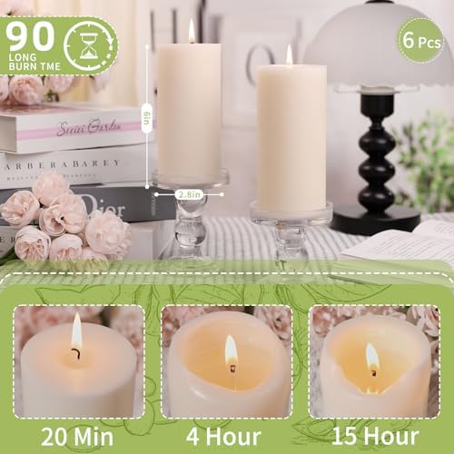 White Rustic Pillar Candles,Non-Toxic Soy Wax Candle, 2.8x6 Inch, 6 Pack - Image 4