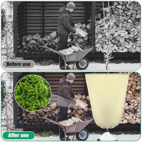 4 Pcs Plant Covers Freeze Protection 35.4" x 59", Beige - Image 7