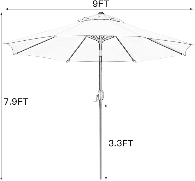 Sunnyglade 9' Patio Umbrella Outdoor Table Umbrella with 8 Sturdy Ribs（Purple）