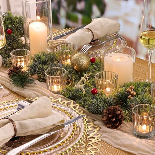 NITIME 8pcs Vintage Ribbed Votive Candle Holders, Glass Candle Holder for Wedding Table Decor, Tea Lights Candle Holder for Table Centerpiece, Christmas, Holiday Decor - Image 6