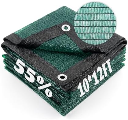 Sun Shade Cloth with Grommets for Garden, 55% 10x12ft, Dark Green by CoolArea