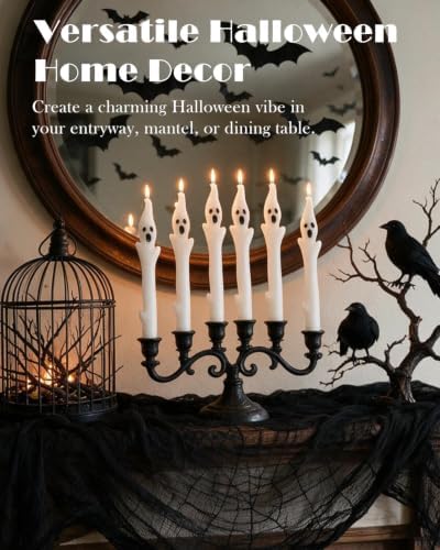 MAITREYA Ghost Taper Candles Spooky Halloween Dinner Candles Home Table Decoration for Autumn Festive Party Gift-6pcs,10inch - Image 2