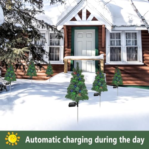Solar Christmas Tree Garden Stake Lights Waterproof Christmas Decorations Tree Lights Outdoor Xmas Tree Light Christmas décor Pathway Lights Patio Yard (6) - Image 5