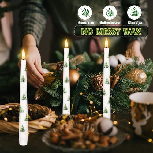 Flameless Taper Candles with Remote, Real Wax Christmas Tree Candles 9.6" - Image 3