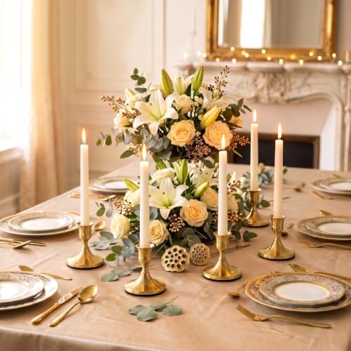 12 Pcs Vintage Gold Taper Candle Holders,Vintage Gold Candlestick Holders - Image 4