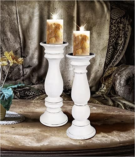 Rustic Candle Holder Set of 3 – 10", 8", 6" – Burnt Finish Wooden Pillar Stands for Wedding, Party, Home Décor, Spa – Country Style Gift for Table Centerpiece - Image 3