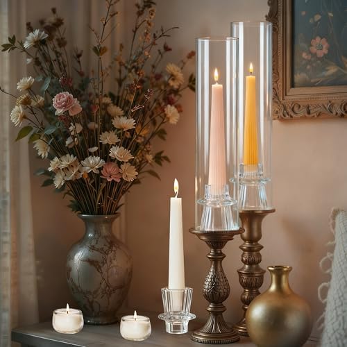 6 Pack Glass Hurricane Candle Holders 12" Open Ended Candlestick Tubes - Image 5