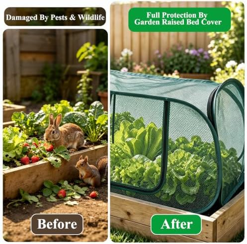 2PCS Pop Up Mesh Plant Cover 33% Sunblock Foldable for Raised Garden Beds - Image 4