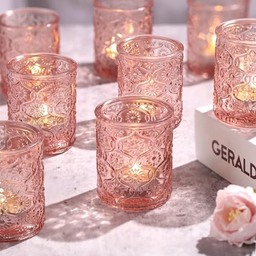 Volens 24pcs Pink Votive Candle Holders for Table Centerpiece, 2.16"x2.65"H by VolensLightUpYourLife