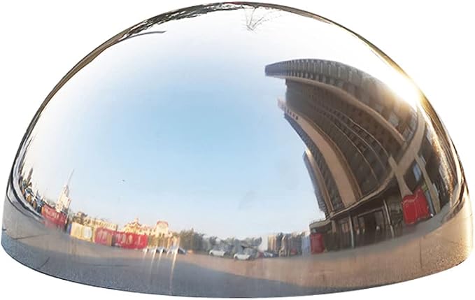 25 cm/10 inch Diameter Half Gazing Globe Mirror Ball,Silver 304 Stainless Steel Hollow Polished Reflective Smooth Garden Sphere,Colorful and Shiny Addition to Any Garden or Home