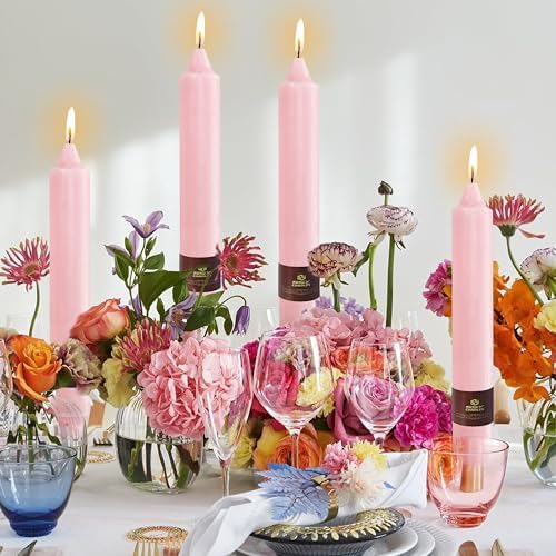 Pink Taper Candles 9 inch - 4 Pack Fat Candle Taper Candles Dripless, Smokeless, Unscented Tall Candlesticks - Perfect for Home Decor, Weddings, and Special Occasions - Image 2