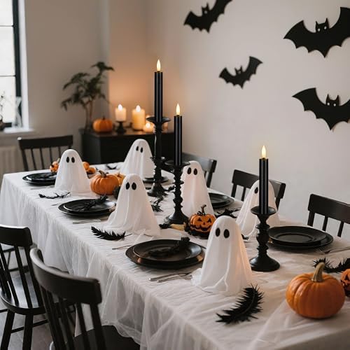 Black Flameless Taper Candles with Remote, Short Halloween Candlesticks - Image 6