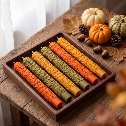 Conelist 6 Pcs Fall 3D Maple Leaf Taper Candles 8.5 Inch Autumn Colorful Decorative Scented Candles Fall Home Table Centerpiece Decorations for Thanksgiving Harvest Halloween Party Decor (3 Colors) - Image 2
