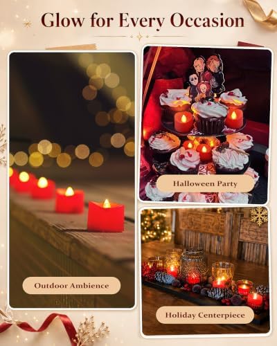 Homemory 50-Pack Red Flameless Battery Tea Light Candles, 200+ Hours - Image 7