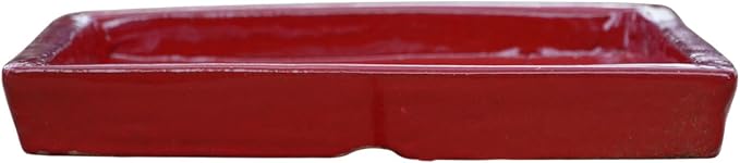 11.5 Inch Plant Saucer (Ceramic) - Square Red Flower Pot Tray - Handcrafted, Durable Planter Base