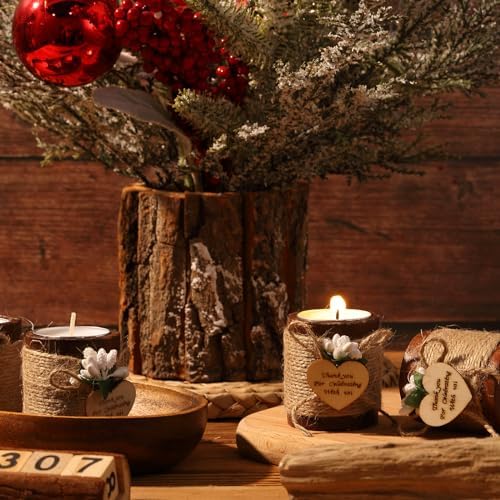Treela 12 Pcs Wood Tealight Candle Holders Wedding Favors, Brown - Image 6
