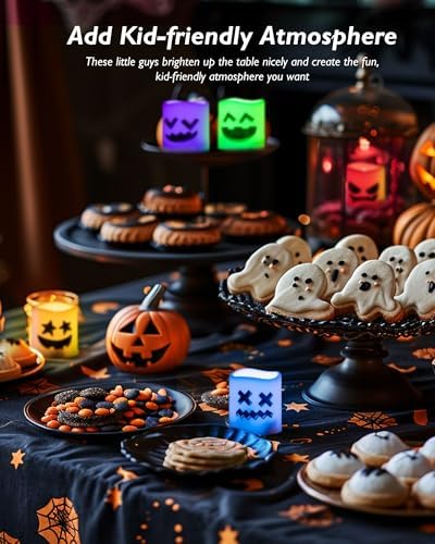 Homemory 24Pack Color Changing Halloween Flameless Candles, 200+ Hours LED Votive Candles, Battery Operated Tea Lights for Pumpkin, Party, Christmas Decor (Batteries Included) - Image 2