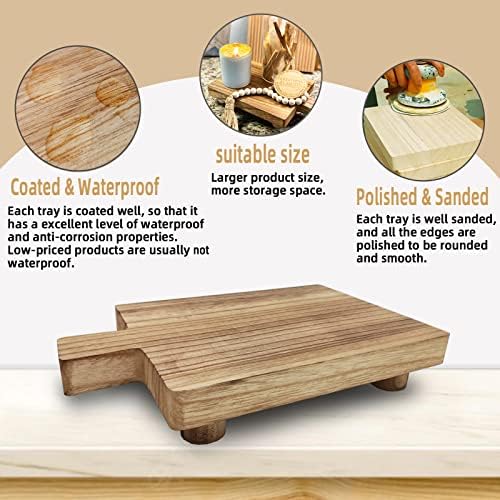 2Pcs Handmade Wooden Tray, Bathroom and Kitchen Decor, 10.8 x 6.9 in - Image 2