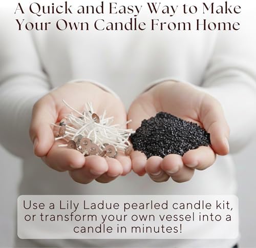 LILY LADUE Sand Candle Refill Kit - 1Lb/16Oz Black Pearled Candles Sand and Wicks (24) without Holder, Unscented Aroma Beads, Reusable Powder Pearls Bulk Wax Pearls for Refillable Pearlized Pellet Set - Image 2