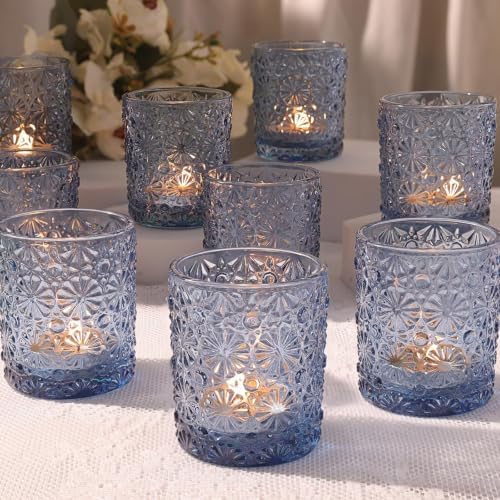 Lanttu 12 Pack Blue Votive Candle Holders 2.2"*2.6" Tealight Candle Holder by Lanttu