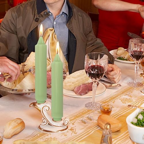NJAO HOO Light Green Short Taper Candle 7 Inch Candlesticks Unscented Dripless Tapered Candle Set for Home Decor Wedding Party Dinner Candles, 4 Pack - Image 6