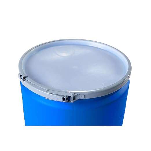 Eagle 14 Gallon Plastic Drum with Lid, Plastic Lever-Lock, 26.5"x15", Open Head Lab Pack Drum Made of Durable, Lightweight HDPE, Withstands Weather and Chemicals, Made in USA, Yellow, 1610