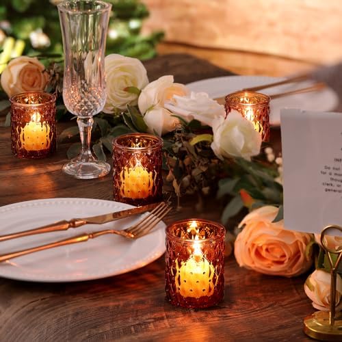 36 Pack Vintage Amber Votive Candle Holders, Glass Tealight Candle Holders - Image 2