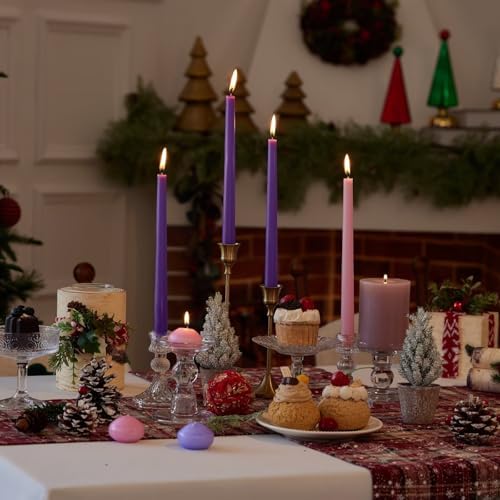 10-Inch Tall Dripless Advent Candles Set of 12, Tapered Candles, Perfect for Christmas - Smokeless, Unscented, Long Burning - Hand Poured, Colored Tall Candlesticks - Pink and Purple - Image 4