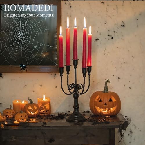 Romadedi Halloween Candelabra, Black 5-Arm Candle Holder 11.8", Set of 6 - Image 2