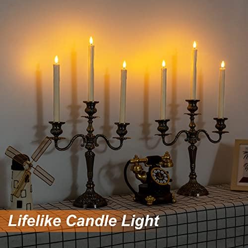 Homemory 48 Pcs Plastic Flameless Taper Candles with Remote Timer Dimmer, Taper Candles Battery Operated with Flickering Light, Ivory Led Candlesticks for Wedding Party Holiday Decoration 9.6 Inches - Image 2