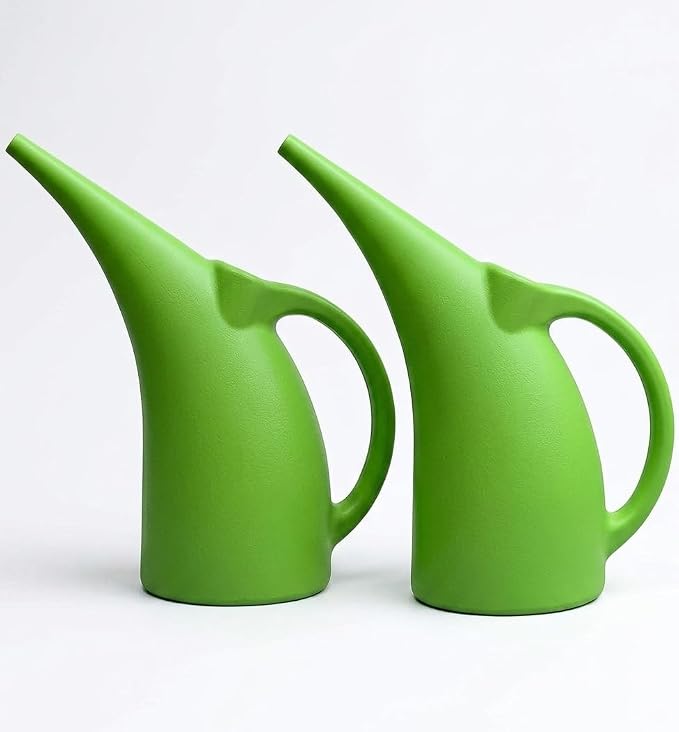 2 Pack 1/2 Gallon Green Watering Can – Small Plastic Plant Waterer for Indoor & Outdoor Use – Lightweight Garden Tool with Easy Pour Spout – Ideal for Flowers, Herbs & Lawns