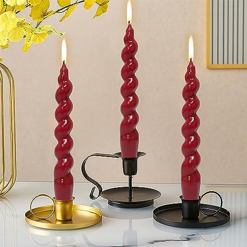 7.5 Inches Spiral Taper Candles Colorful Twisted Candle Dripless Long Candles, Handmade Candlesticks for Wedding Dinner Decor, Set of 4(Red) - Image 4