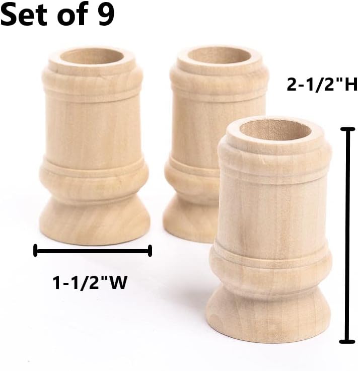 Unfinished Natural Wood Candle Cups Set by Factory Direct Craft - Set of 9 Wooden Candle Holders for DIY Crafts and Decorating Made in USA (Sizes 2-1/2" H) - Image 2