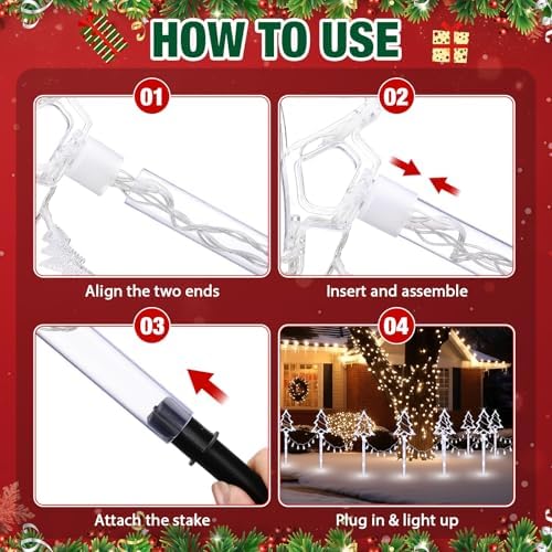 10 Pcs Christmas Tree Pathway Lights Outdoor Decorations, Cool White - Image 4