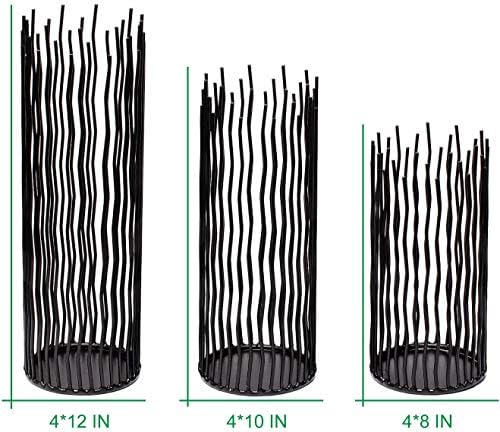 Set of 3 Metal Iron Candle Holder, Black Candlestick Modern Table Centerpiece for Indoor & Outdoor Decor, Dining Room, Home Decoration - Image 2
