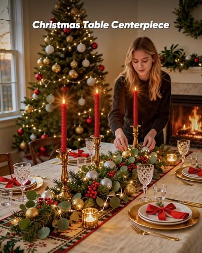 Red Spiral Flameless Taper Candles with Remote Control and Timer, 9.6 Inch Real Wax Battery Operated LED Candlesticks with Built-in Button, Fake Candle Sticks for Christmas Home Decor - Image 4