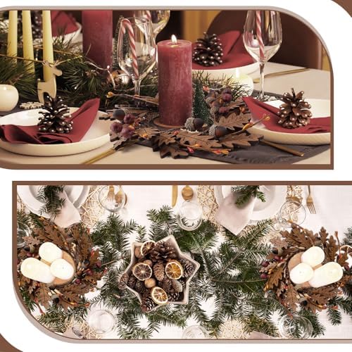 Daifunli 2 Pcs Fall Candle Rings for Pillar 3.9 Inch Wood Oak Leaves Acorn - Image 5