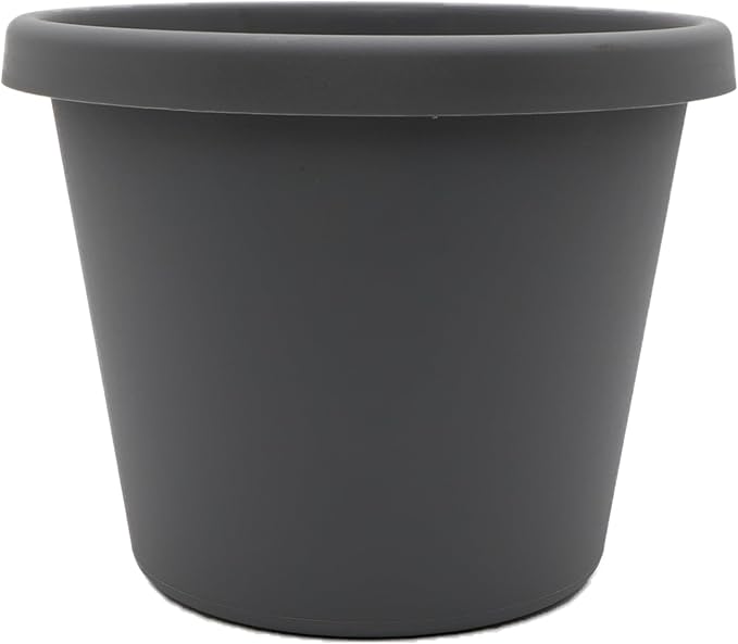 The HC Companies Prima Round Plastic Plant Pot w/Rolled Rim - Lightweight & UV Resistant Flower Pot for Herbs & More - Outdoor & Indoor Plant Pots w/Drainage (10 inch, Warm Gray, Pack of 1)